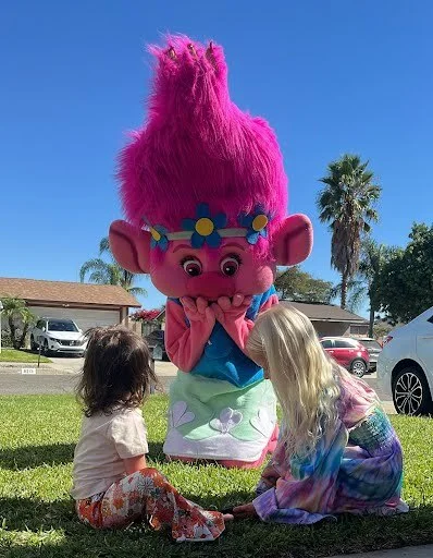 Pink Troll party character in Jacksonville